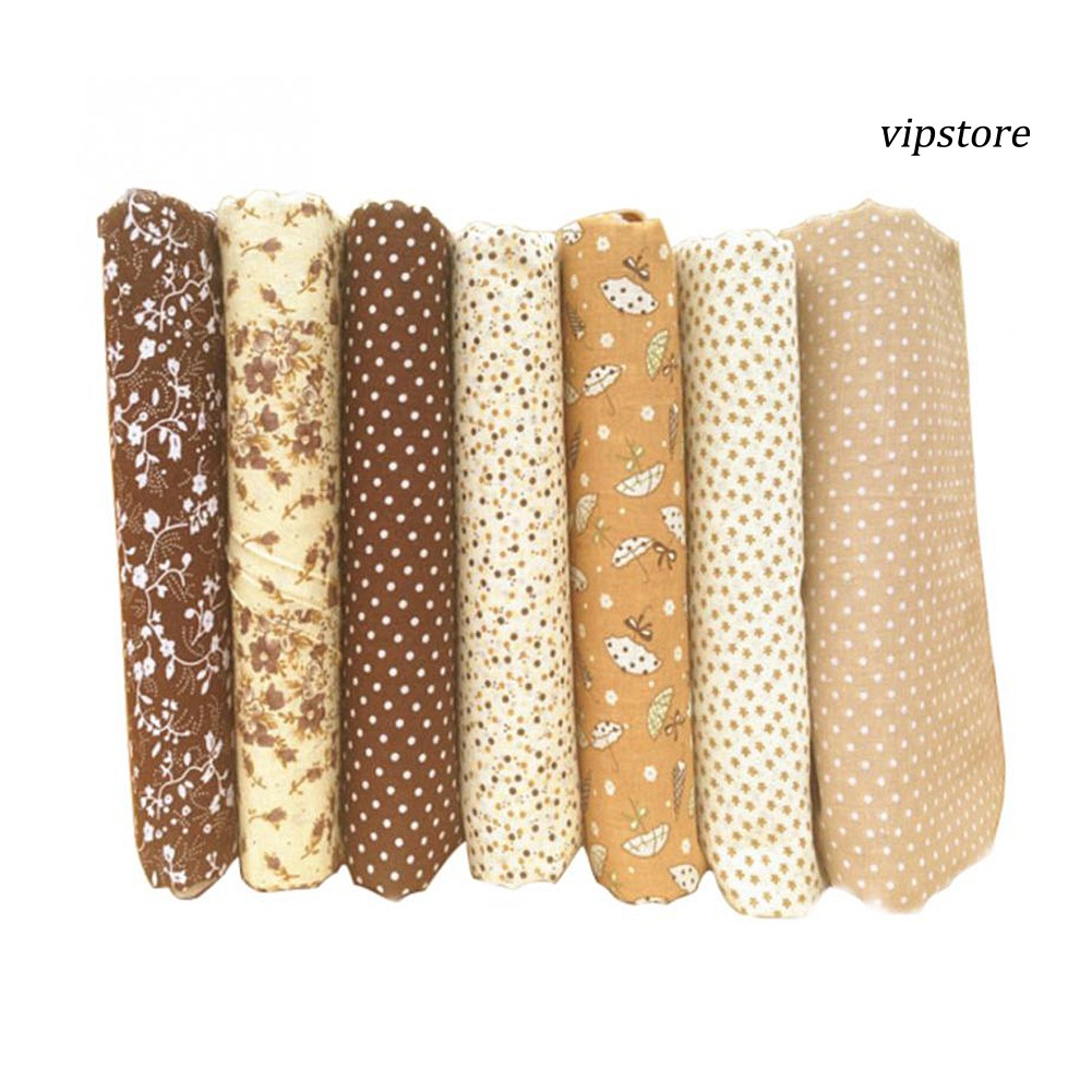 Set 7 Tấm Vải 25cmx25cm Họa Tiết Hoa Tự May Vá Đa Dụng Chất Lượng Cao