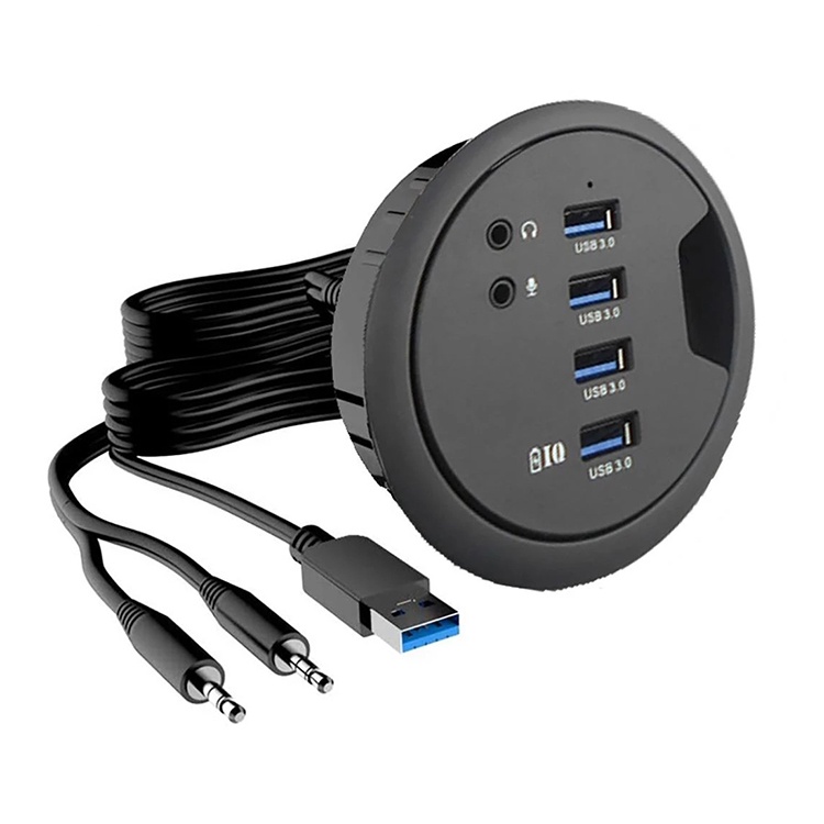 Bộ Chia 4 Cổng USB 3.0 HUB Kèm Tai Nghe Và Cổng USB 3.0 Và Phích Cắm US / EU