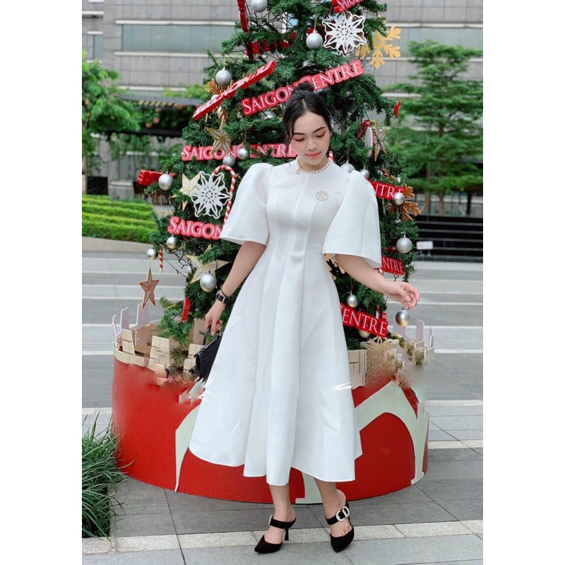 đầm xoè tay phồng