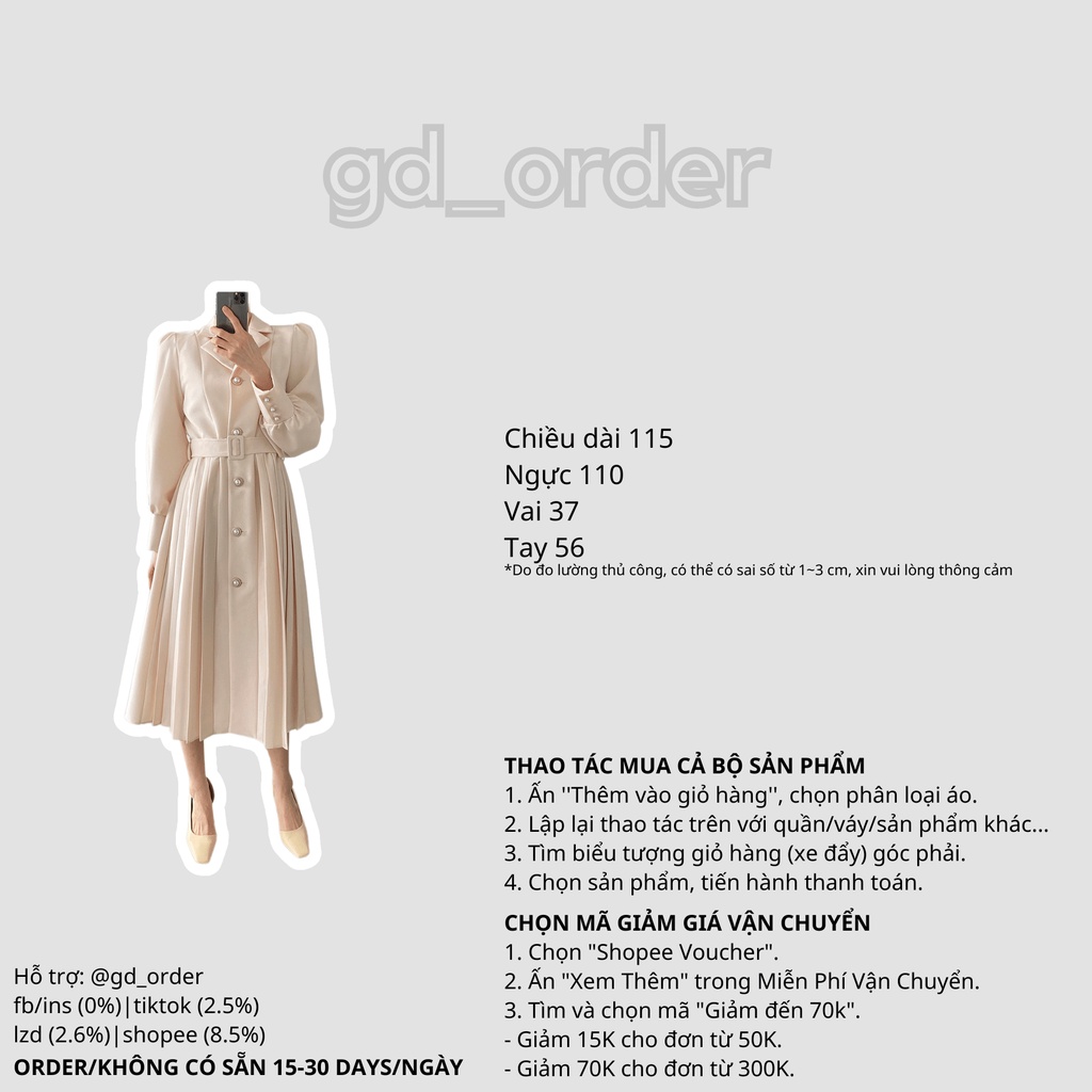D55|Đầm hàn quốc công sở thiết kế xếp ly dài đẹp sang trọng, đơn giản gd_order