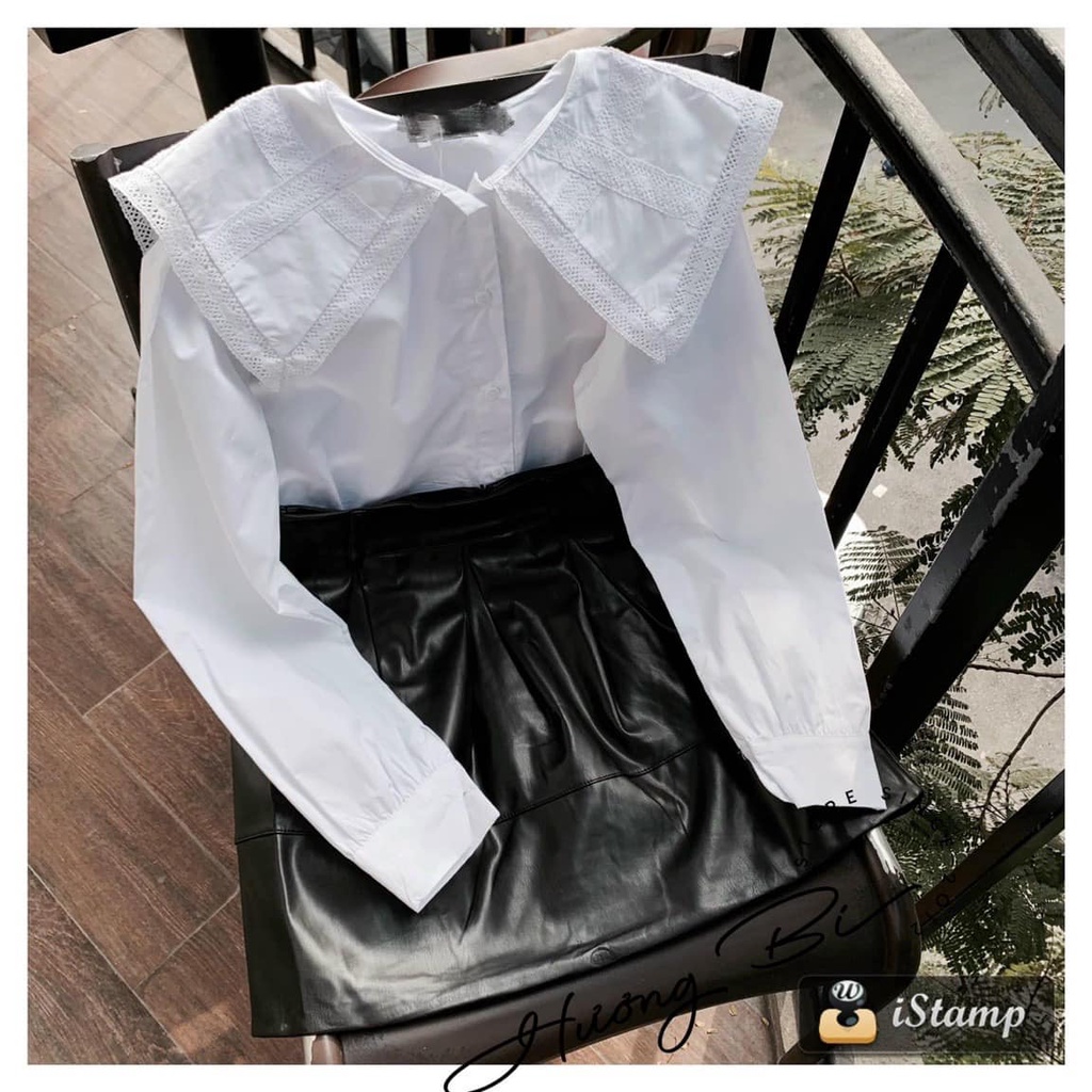 Sơ mi trắng Zara xuất cổ xinh bánh bèo