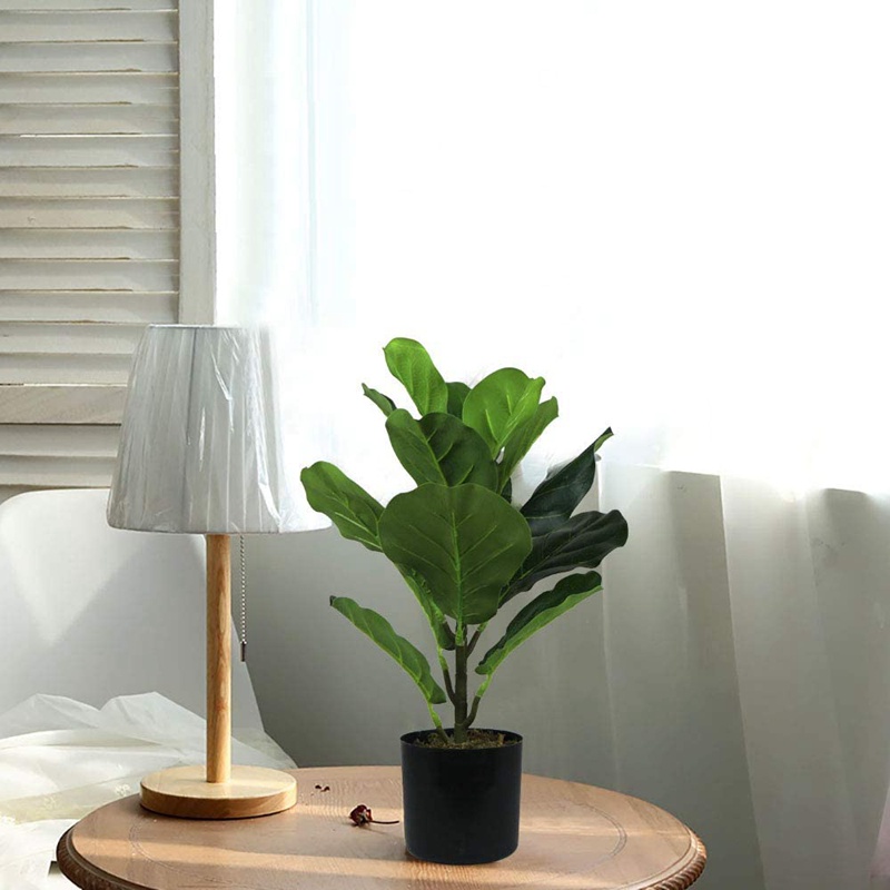 2 cái Cây Fiddle Leaf Fig Tree 19,6 Inch Faux Plants Ficus Bush Greenery để trang trí sân tiệc cưới ngoài trời