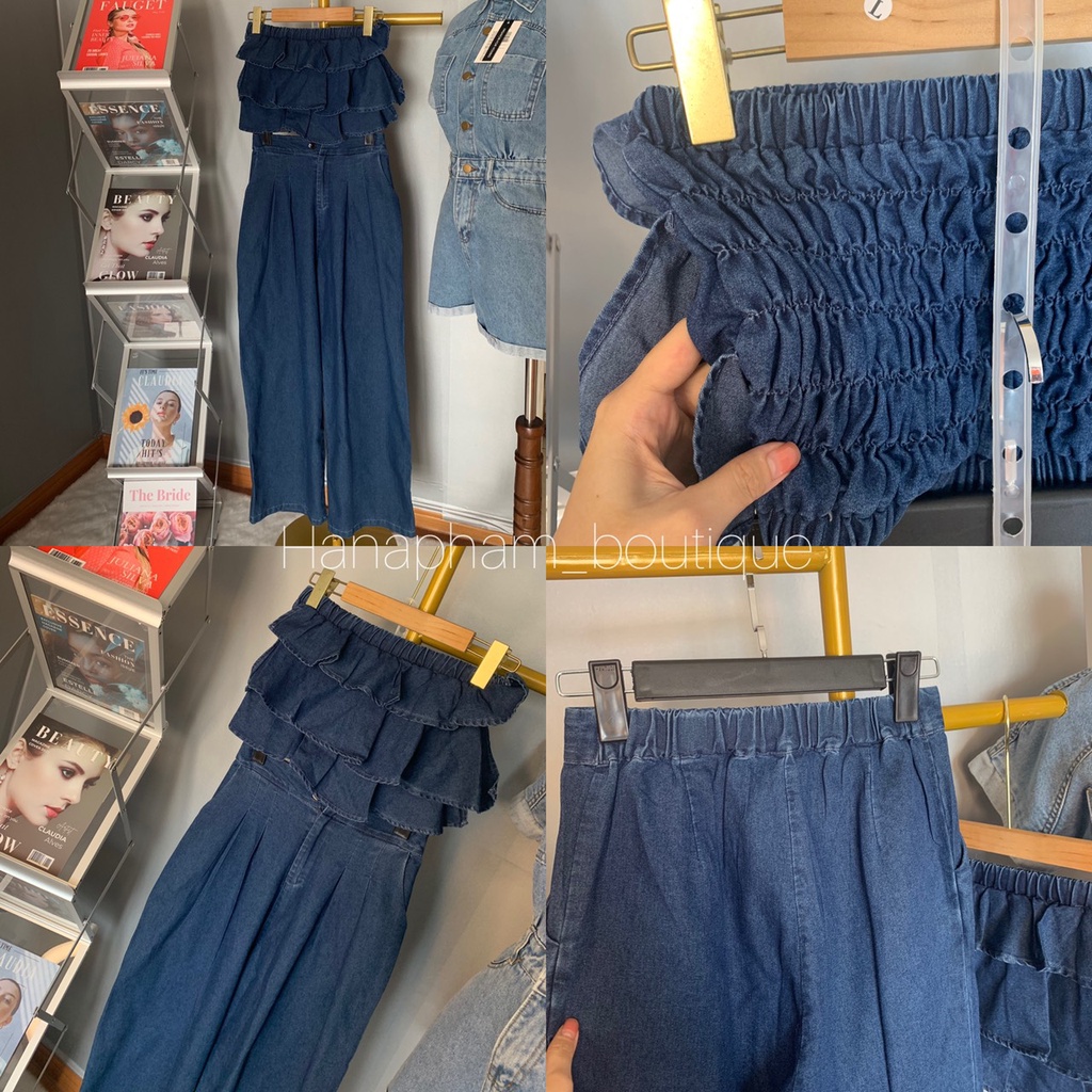 Set Bò Áo quây Quần Xuông Ống Rộng Hàng Chất Lượng Bộ Jumpsuit Nữ Đi Chơi Dạo Phố Hottrend 2022