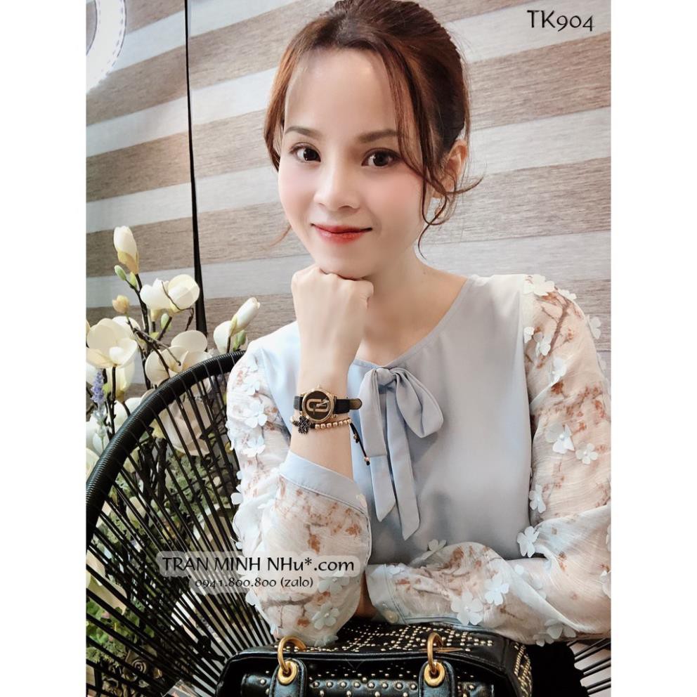 Sơ mi tay tơ hoa đào siêu đẹp