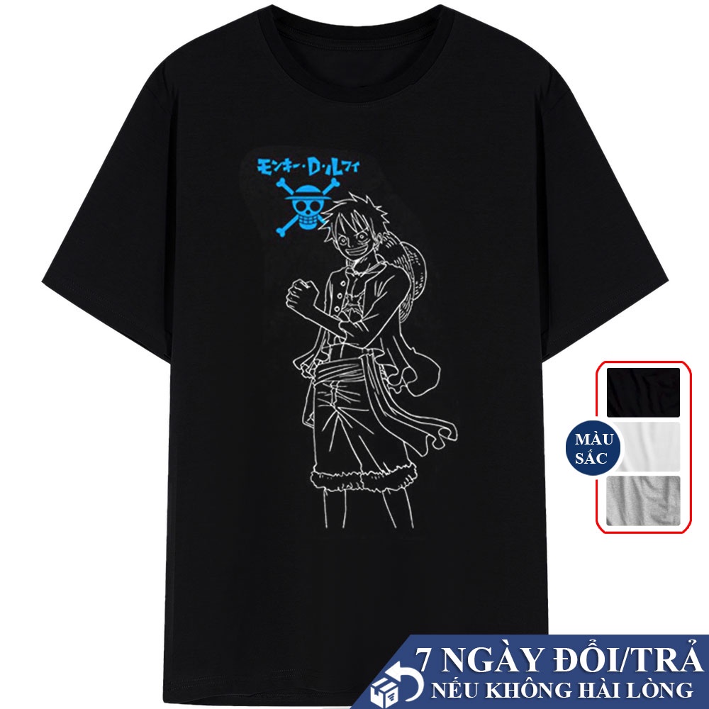 Áo Thun Tay Lỡ Luffy Gear One Piece Cực Chất Đen Trắng Xám, Áo Phông Oversize Nam Luffy Độc Đáo V61