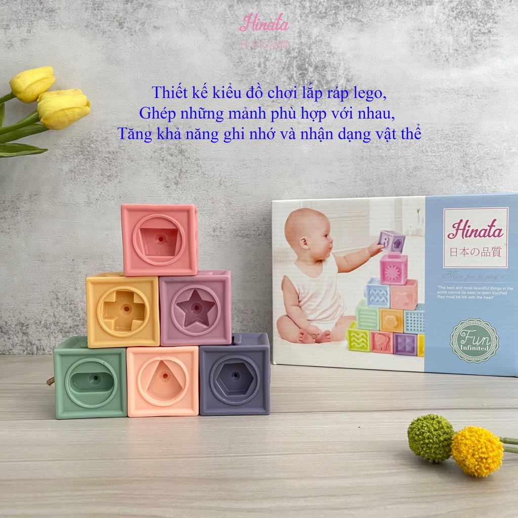 Bộ đồ chơi khối lắp ráp âm nhạc dành cho béHINATA - Chạm nổi 3D những họa tiết dễ thương BDC33