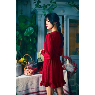 Envi Dress - Đầm chấm bi visco - Đỏ