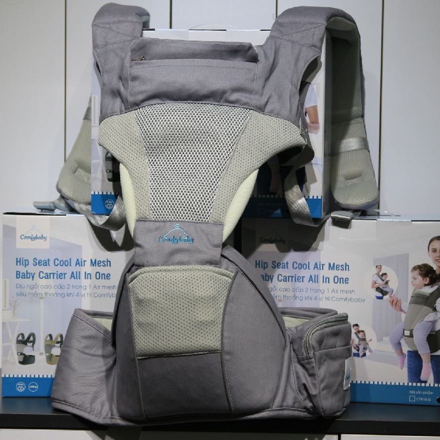 Địu em bé ngồi cao cấp siêu mềm 4 tư thế công nghệ Air Mesh thoáng khí - Comfybaby CF818 địu ngồi chữ M