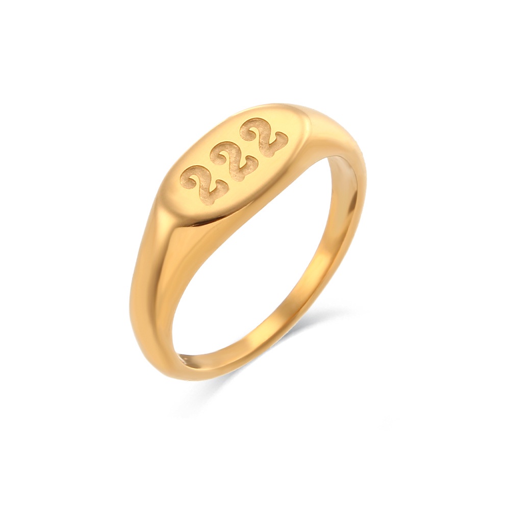 Nhẫn Thép Không Gỉ Mạ Vàng 18K Hình Số May Mắn