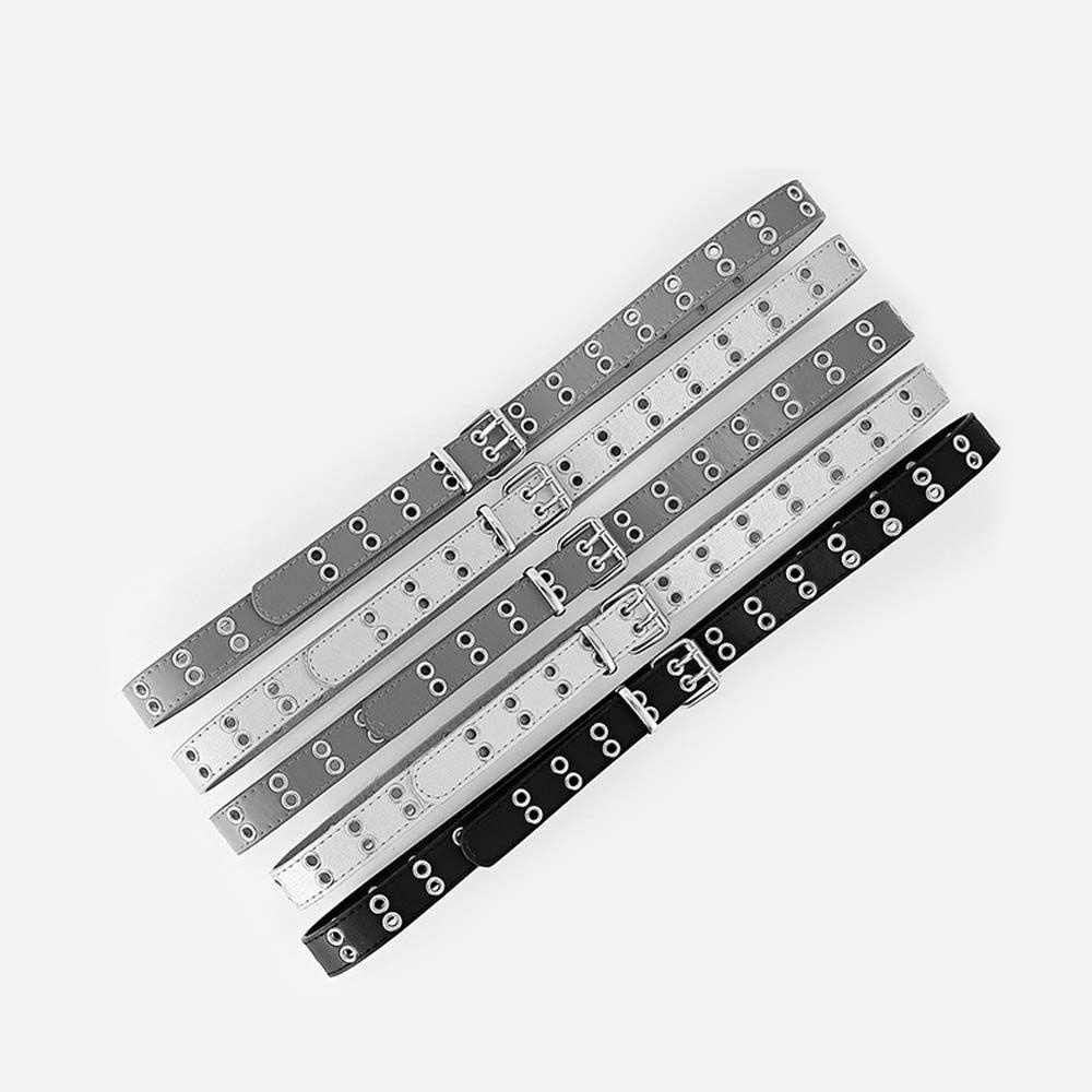 Thắt Lưng Da PU Mỏng Khóa Kim Loại Có Thể Điều Chỉnh Nhiều Màu Sắc Phong Cách Punk Hàn Quốc Dành Cho Nữ