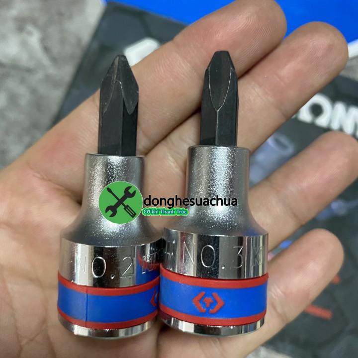 Đầu tuýp ngắn mũi bake 1/2″ PH2 và PH3 Kingtony