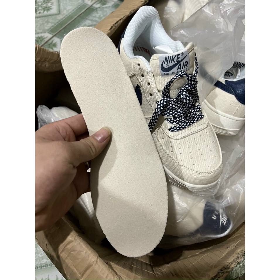 Giày Thể Thao Nam Nữ, Giày AF1 trắng sữa viền than Air Force 1 Hàng Đẹp Full Box Bill hót nhất 2022 giày af1 nam nữ