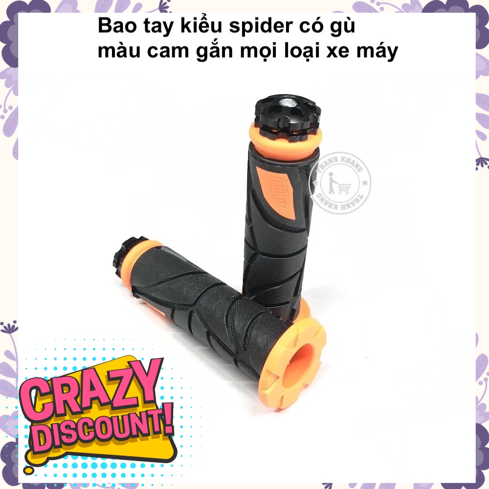 Bao tay xe máy kiểu spider có gù gắn mọi loại xe thanh khang màu cam 006001376