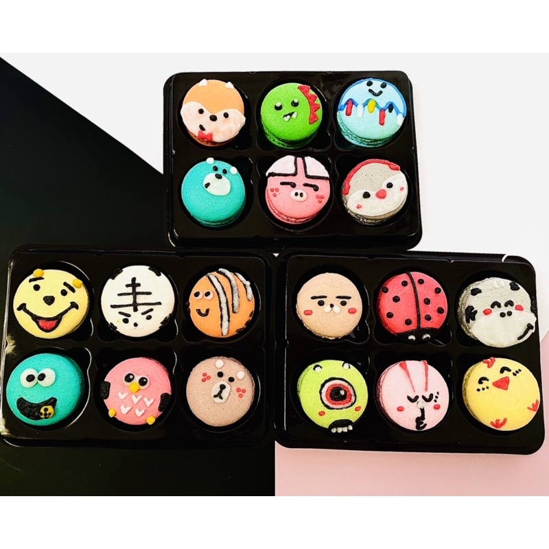 Set 6 Bánh Macaron thú lớn kèm hộp