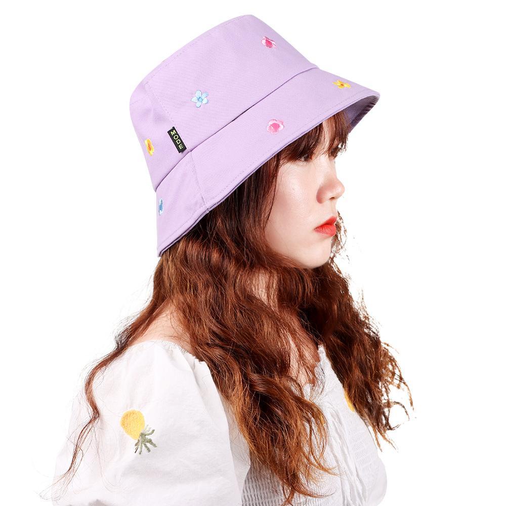 Nón Tai Bèo Rộng Vành Chống Tia UV Thêu Hoa Xinh Xắn