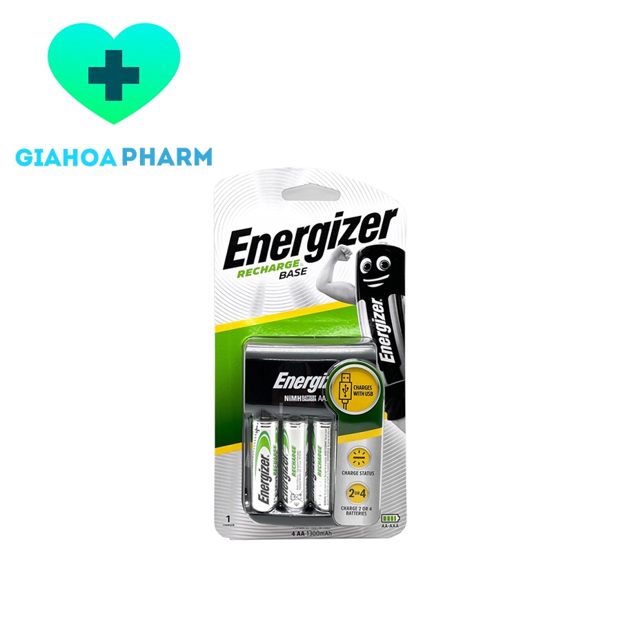 Bộ sạc pin AA / AAA (Cổng USB) kèm 4 Pin AA Energizer 1300mAh CHVC5 (Chính hãng)