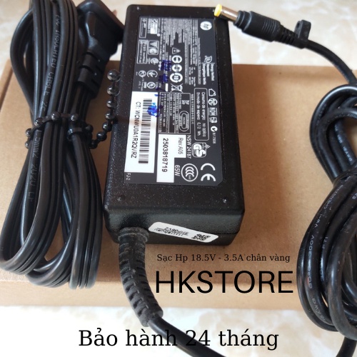 Sạc Laptop Hp 18.5V-3.5A 65W Chân Vàng dùng cho Hp Dv2000 Dv4000 510 530 6820s Dv1000 6530s Dv1300 Dv1400 Dv1500 Dv5000