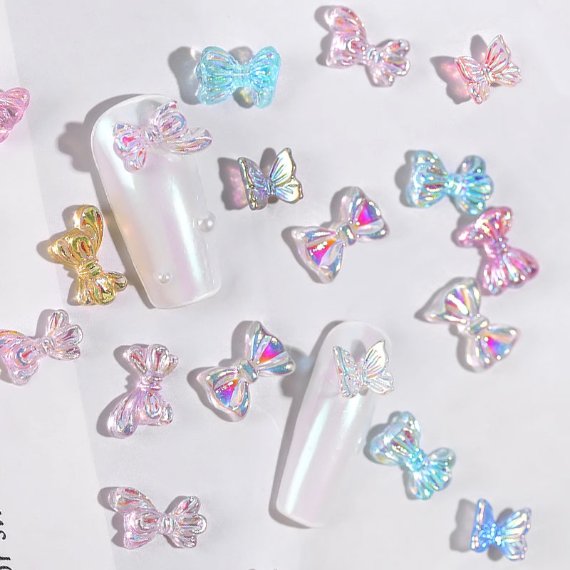 Set 10 phụ kiện MISSCHEERING trang trí móng tay bằng silicon hình nơ thời trang độc đáo