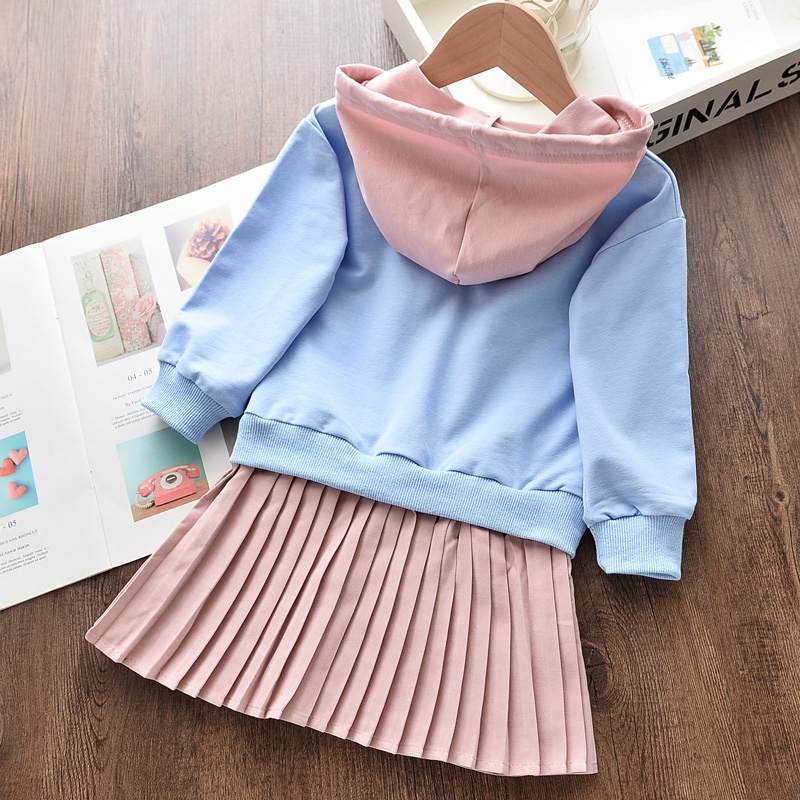 BEAR LEADER Đầm Hoodie Dài Tay Thời Trang Xuân Thu Cho Bé Gái