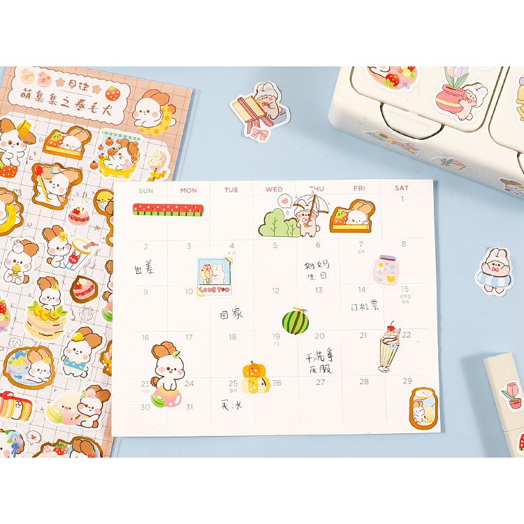 Sticker - nhãn dán hoạt hình hoạt - hình động vật trang trí sổ tay - DIY 9cm x 17cm