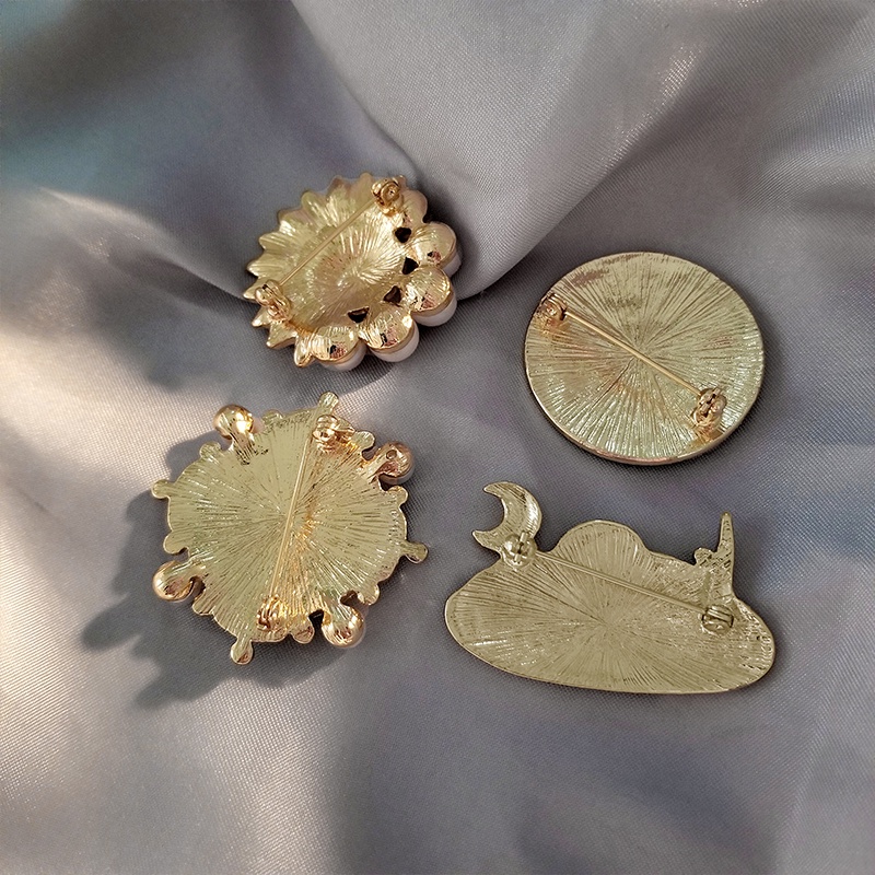 Ghim cài áo hình mặt trăng/ngôi sao đính đá/ngọc trai thời trang cho nữ