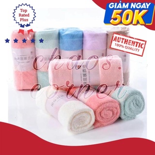 Combo 10 Chiếc Khăn Mặt Lông Cừu Kẻ Sóng Hàn Quốc 50x35cm Siêu Thấm Hút