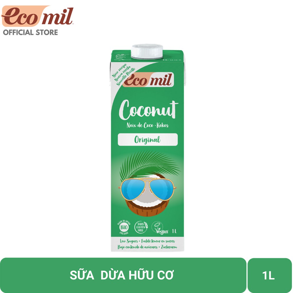 Sữa dừa hữu cơ không đường Ecomil 1 Lit .Date 09/2022