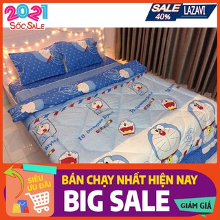 Free ship Chăn phao siêu nhẹ cotton poly mẫu doremon