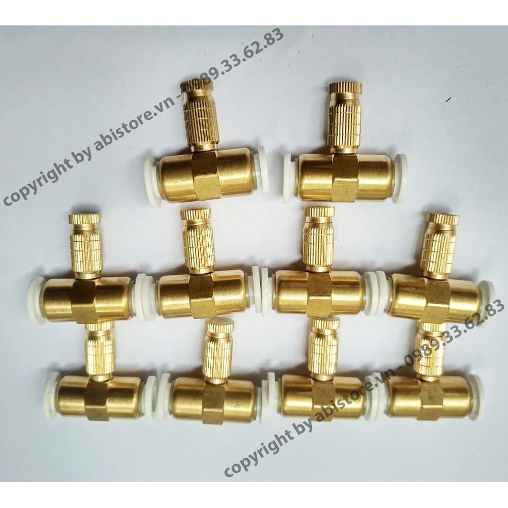 COMBO 10 BỘ TÊ PHUN SƯƠNG BẰNG ĐỒNG NỐI ỐNG 8MM, BÉC ĐỒNG PHUN SƯƠNG CHỐNG HAN GỈ
