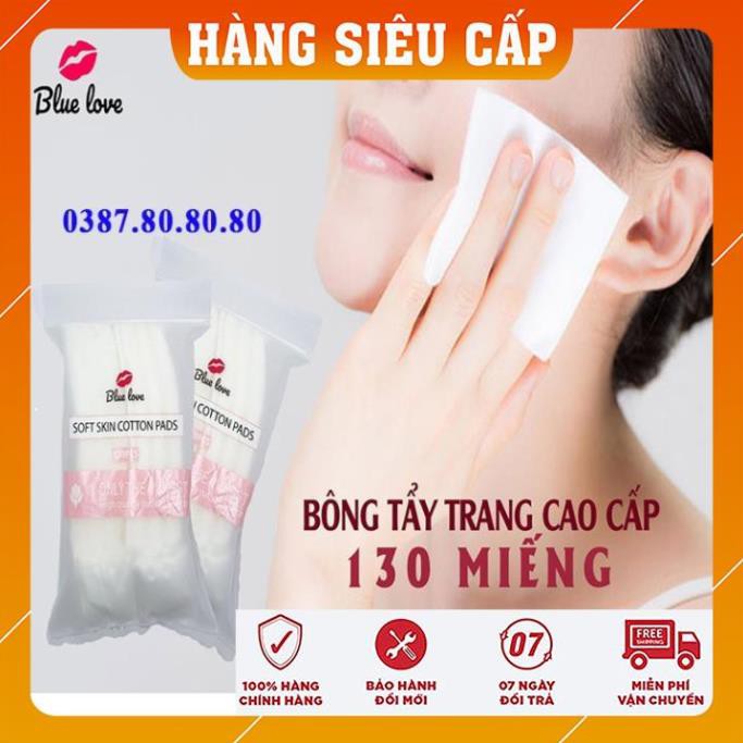 [FreeShip-NHẬP KHẨU 100%] Bông tẩy trang cotton pads 3 lớp cao cấp/ Bông tẩy trang blue love 130 miếng chính hãng anh