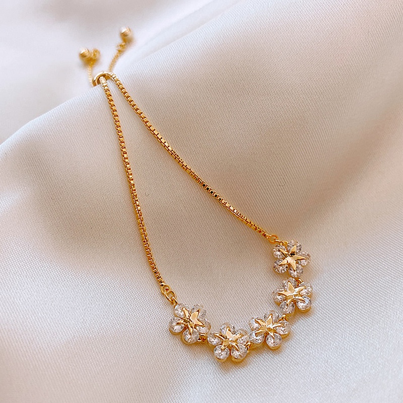 Vòng Tay Hợp Kim Hình Hoa Đính Đá Xinh Xắn Cho Nữ