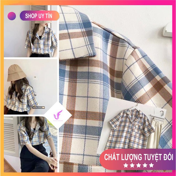 Áo Sơ Mi 🎀[FREESHIP]🎀 Áo Kẻ Caro Nữ  Dáng rộng, Chất vải kate mềm mịn-không nhăn-không xù Mã TT03