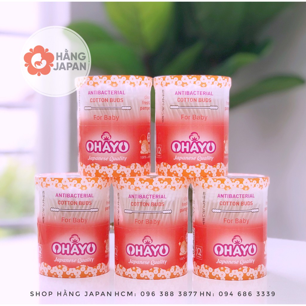 Tăm bông OHAYO KHÁNG KHUẨN BABY XOẮN 100% - An toàn - Hộp 180