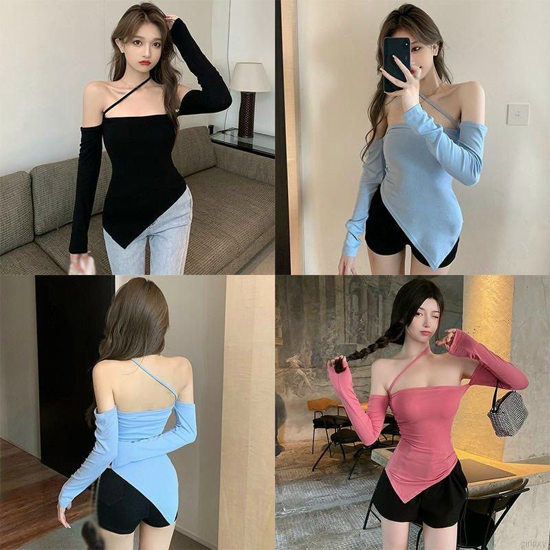 Áo tay dài tà xéo hở vai 1dây chéo cổ sang chảnh A15&amp;PC