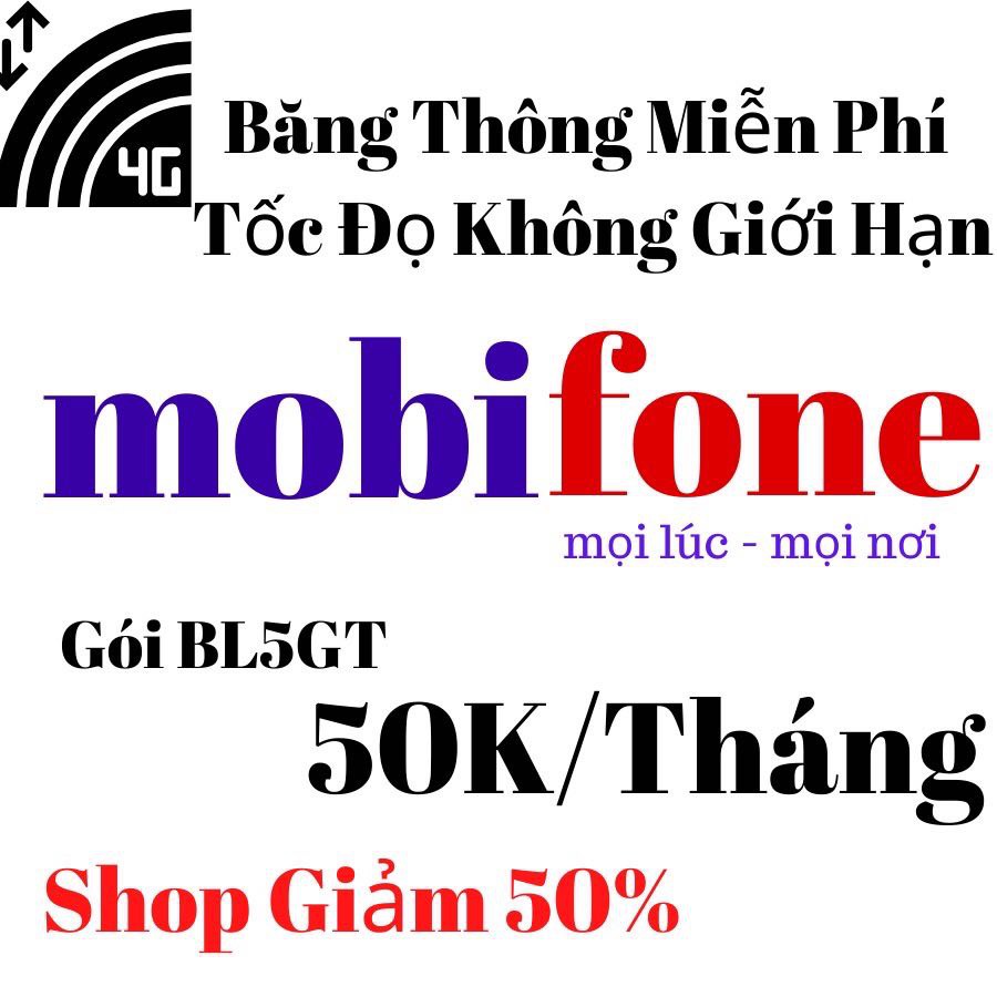 SIM Mobi 4G BL5GT DIP50 VÀ F120WF  MAX BĂNG THÔNG KHÔNG GIỚI HẠN DATA