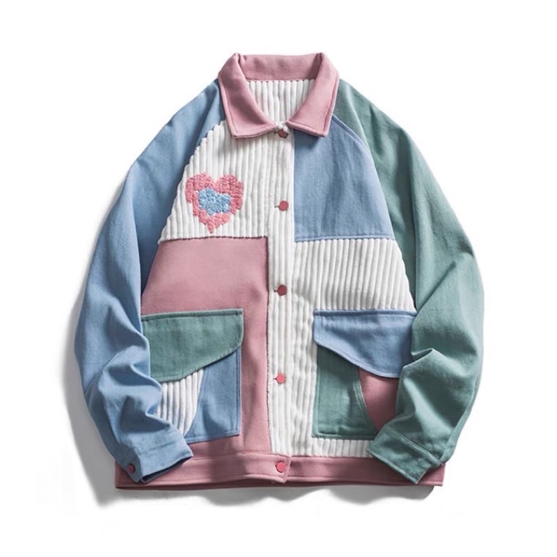 ÁO KHOÁC CỔ SƠMI 💕💕 PHỐI NHUNG MIX MÀU PASTEL 💕 PHONG CÁCH CÁ TÍNH DỄ THƯƠNG CỰC XINH YÊU