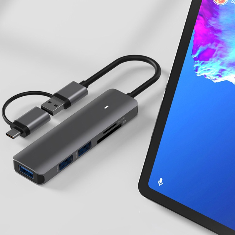 Bộ Hub Chia Cổng Usb 3.0 Type-C 5Gbps 4 / 5 Trong 1 Tiện Dụng