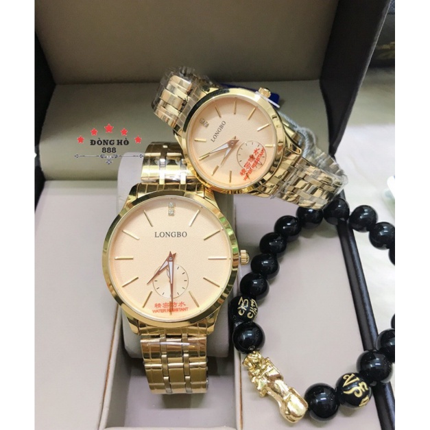 Đồng Hồ Đôi Nam Nữ LONGBO 1102 chống xước, chống nước + Tặng 1 vòng tỳ hưu phong thủy.