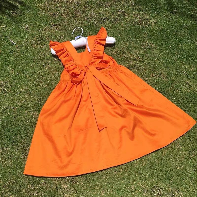 SET VÁY CAM THÔ ĐŨI TAY CÁNH TIÊN BUỘC NƠ SAU CHO BÉ GÁI