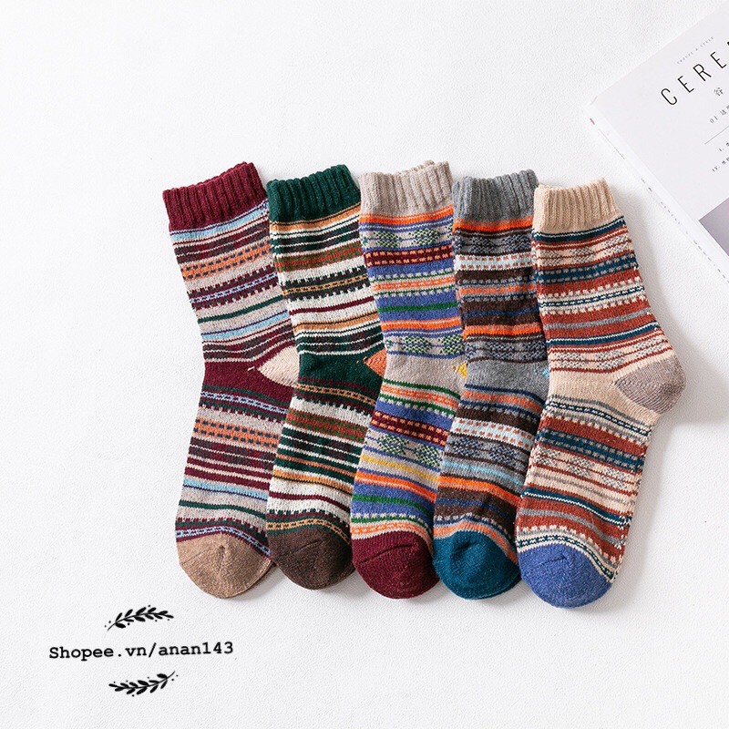 Tất thổ cẩm tất nam nữ SET 5 đôi