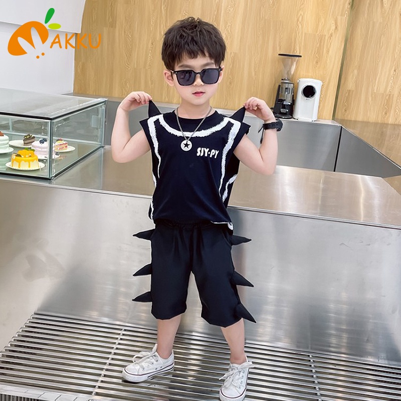 Set Áo Thun Ngắn Tay + Quần Short Đen Trắng Cho Bé