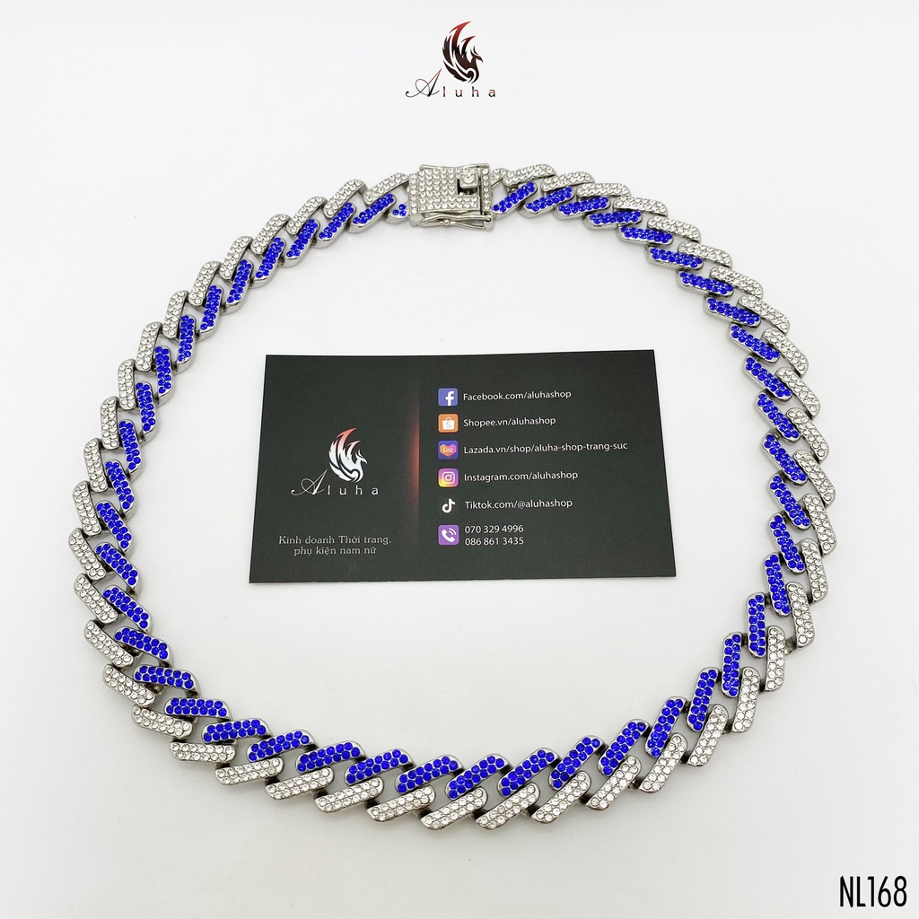 Dây chuyền Cuban Chains ZigZag đính kim cương giả AAA sáng đẹp phong cách HIPHOP - NL168 - Aluha