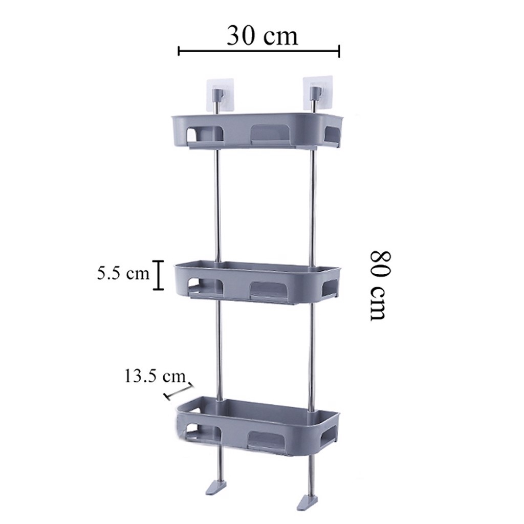 [Mã LIFEHLSALE2 giảm 10% đơn 0Đ] Kệ để đồ nhà tắm 3 tầng - 2 tầng dính tường có chân vịt