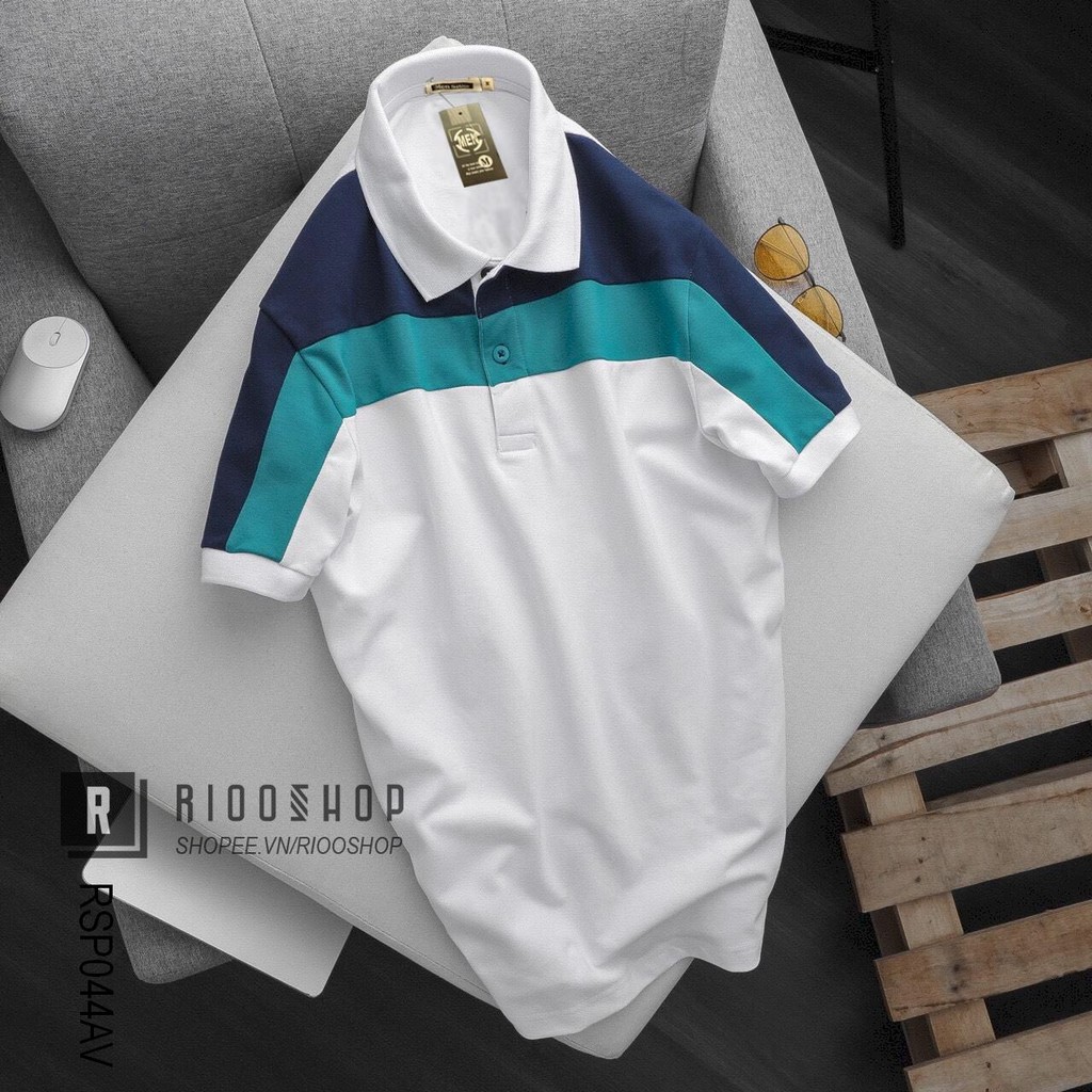 Áo thun nam polo ngắn tay phối sọc màu đẹp Men RSP044AV - áo phông nam có cổ Riooshop | BigBuy360 - bigbuy360.vn