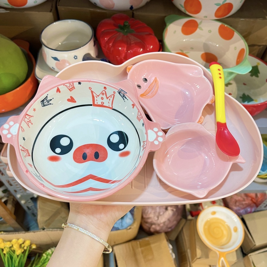 Các Set Bát Ăn Cơm Trẻ Con Đĩa Sứ Bộ Chén Dĩa Sứ Dễ Thương