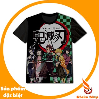 Áo phong teen, Áo thun đen hình Anime Kimetsu no Yaiba-Tanjiro-Nezuko-Zenitsu-Shinobu-Giyuu