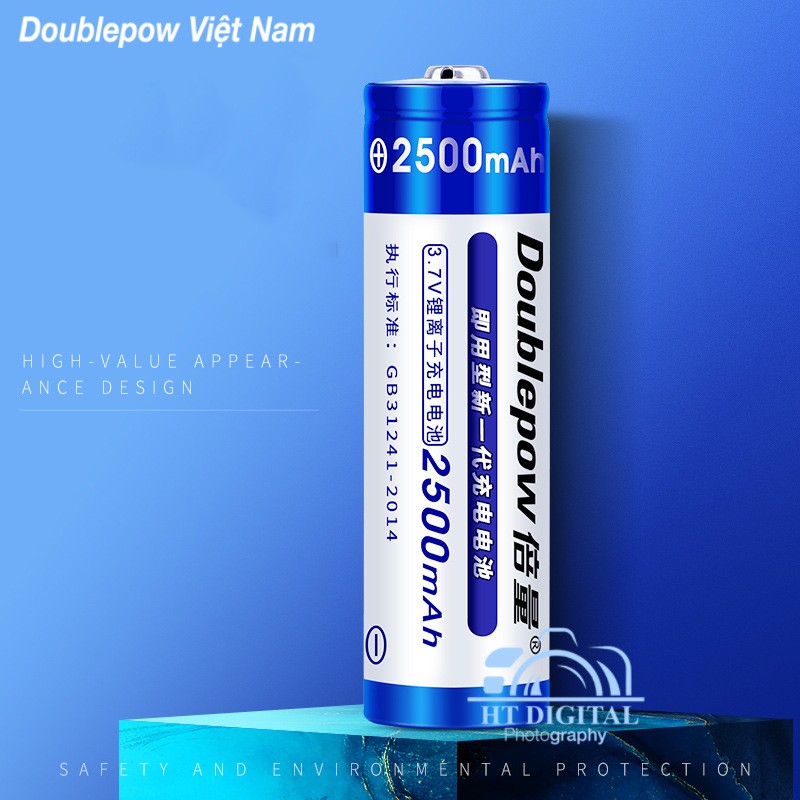Bộ 2 Pin 18650 3000mAh 3.7V Doulepow  dành sạc dự phòng, đèn pin, đồ chơi, máy khoan