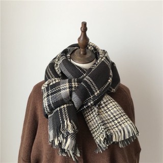 Khăn choàng dệt kim style Dongdaemun 2 mặt kẻ caro quàng cổ - CHLOE ROOM