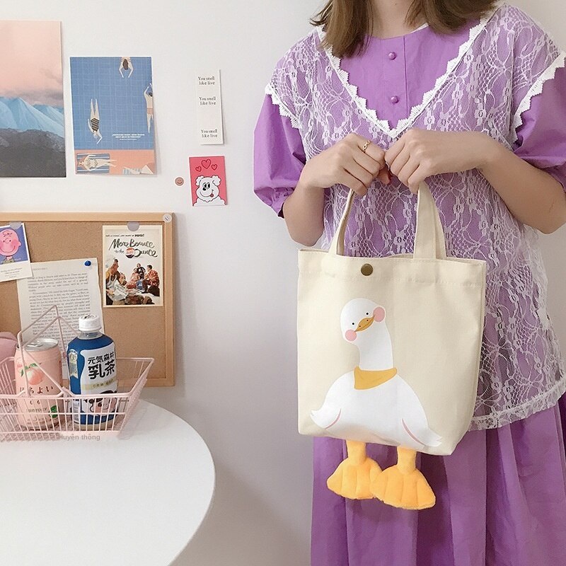 Túi tote đeo vai 2022 hình chú vịt phong cách Nhật Bản mùa hè trẻ trung dành cho nữ