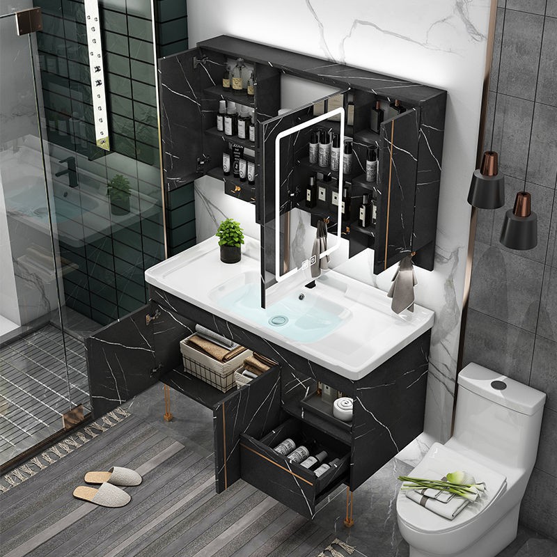 Bảng đá thông minh sang trọng nhẹ nhàng gỗ rắn phòng tắm tủ nhà vệ sinh bồn rửa mặt kết hợp | BigBuy360 - bigbuy360.vn